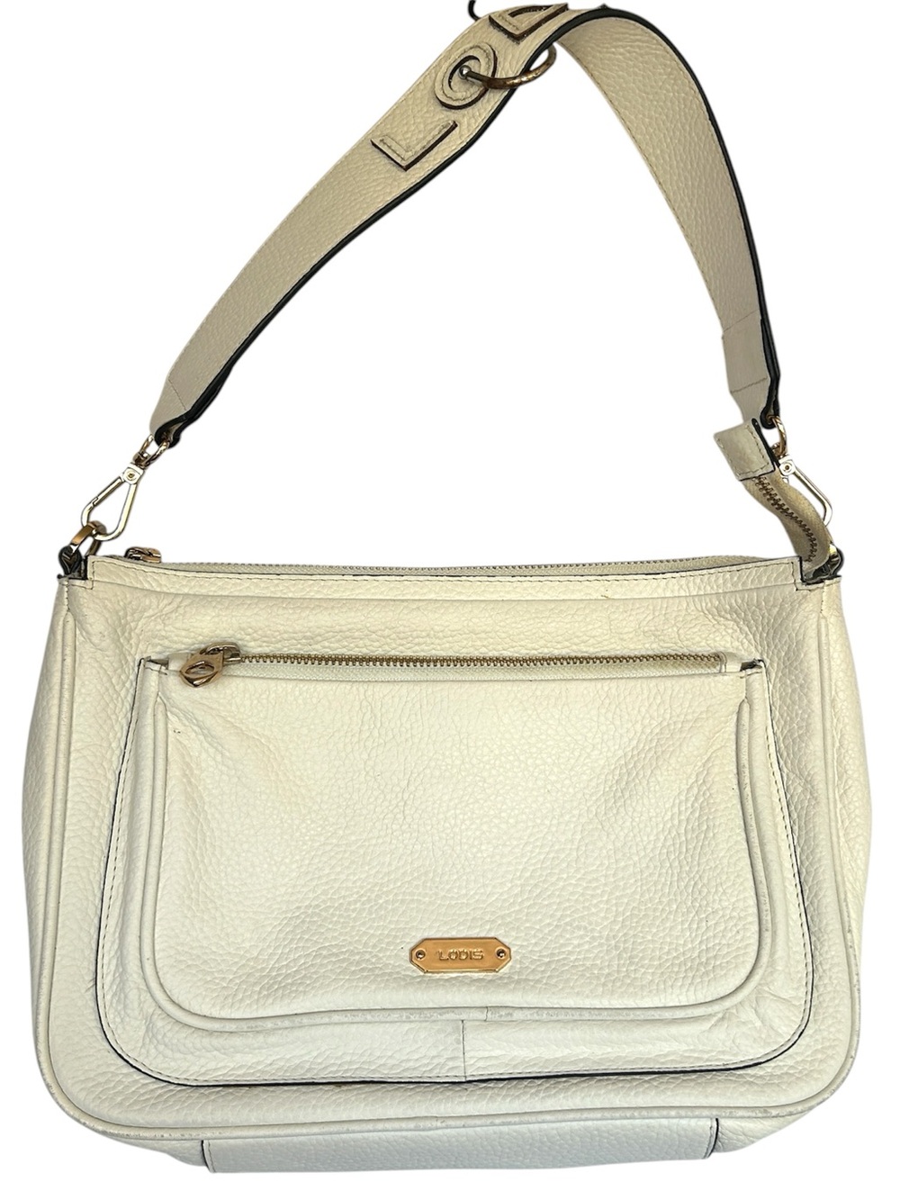 Lodis Payton east west crossbody handbag off white gold leather shoulder purse